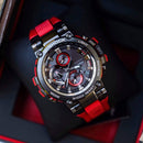 Sports Solar Powered Sapphire Crystal Mens Red/Black Analog